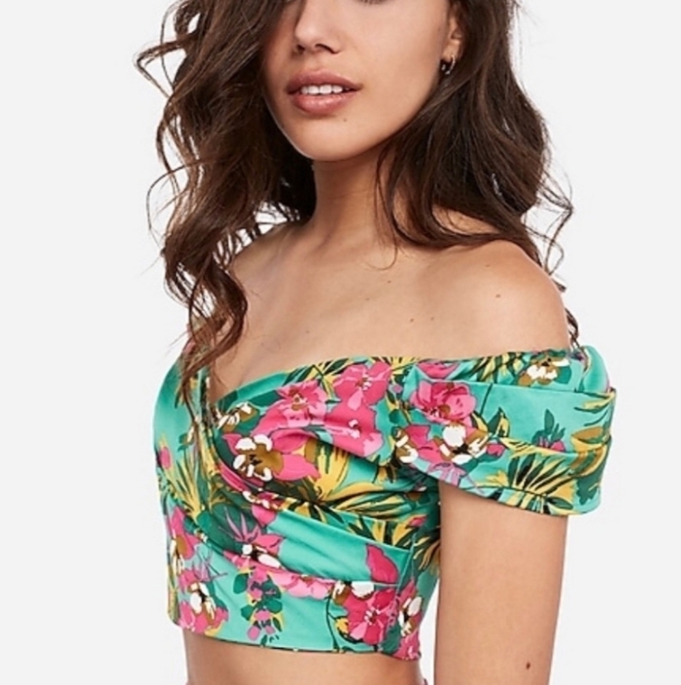 Rocky Barnes x Express  Floral Crop Top